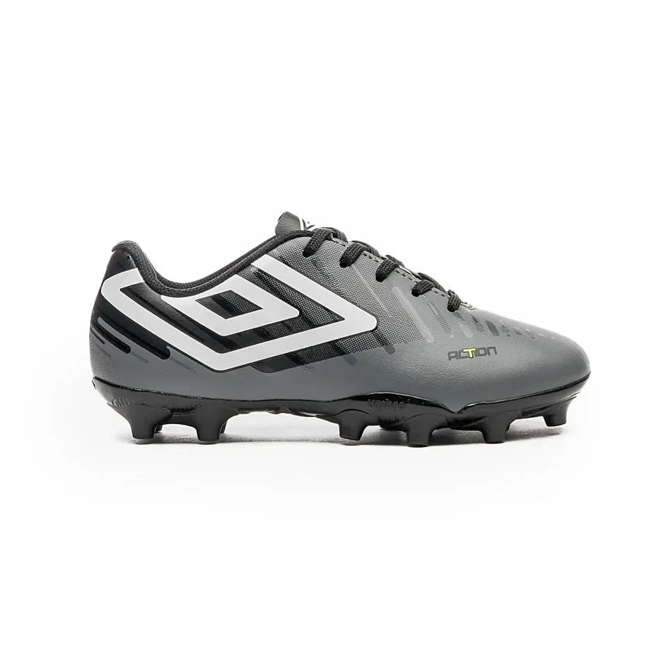Umbro Chuteira ACTON JR FG U07FB00287-812 GrafitePretoBranco Sint -6-
